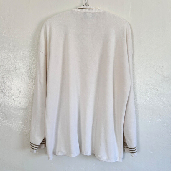 Bay Point Vintage Preppy Cardigan White Sweater Womens XL Tennis Prep - Picture 5 of 8